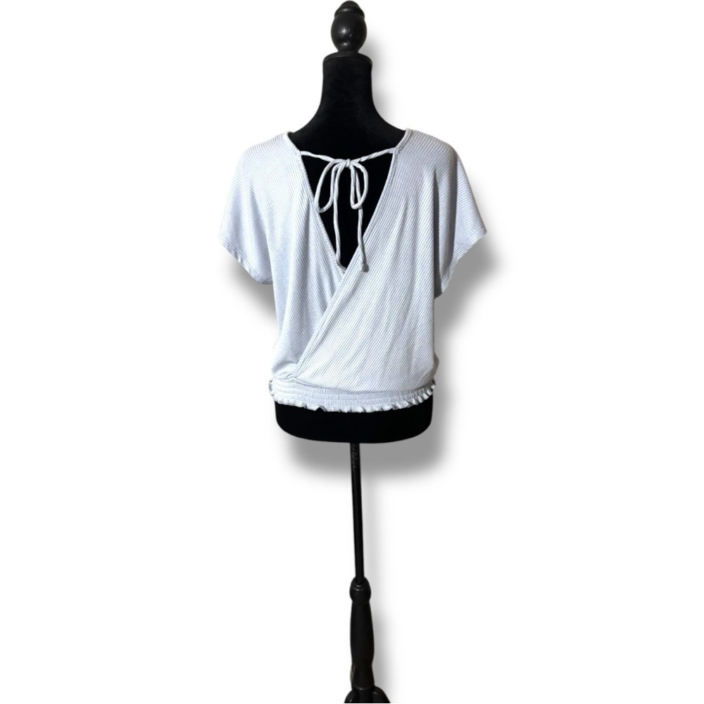 Women's White V-Neck Top - Picture 6 of 16